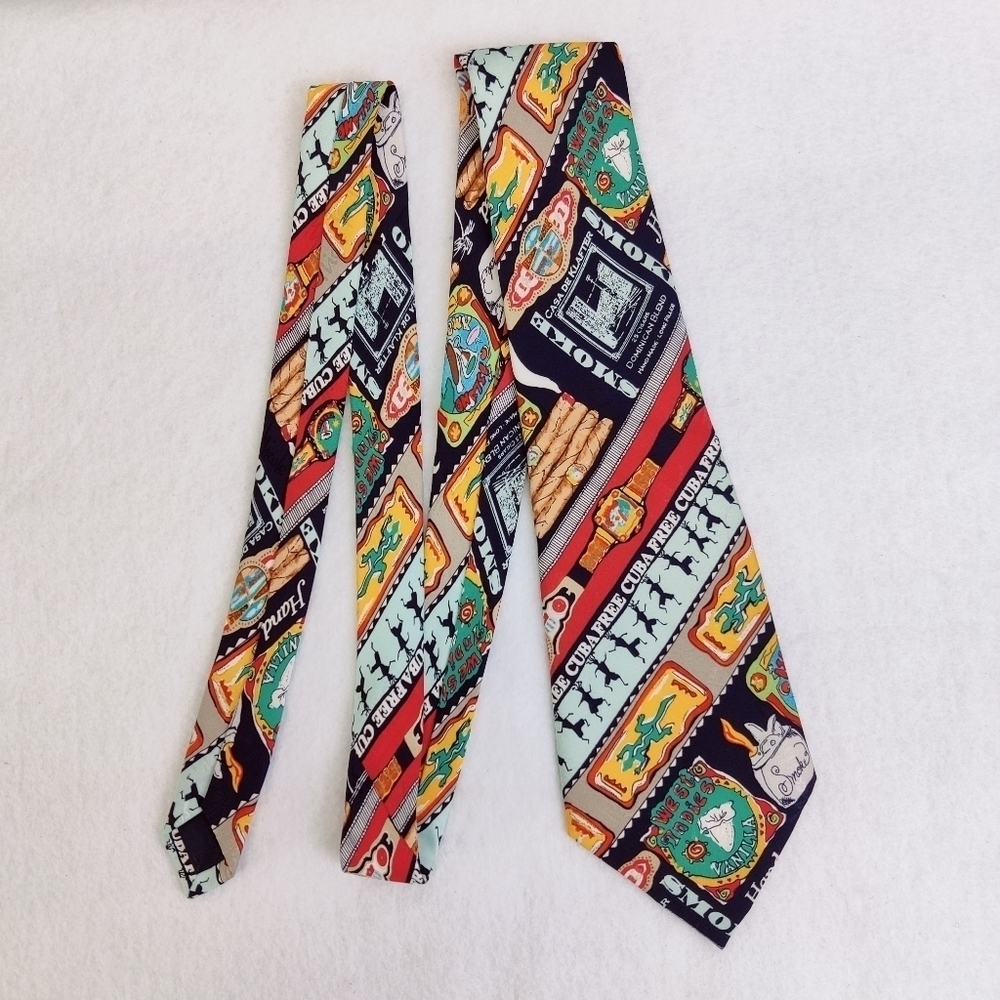 Nicole Miller Silk Neck Tie Vintage 1997 Cuba Cigars Collectible w/ FREE NM Tie - Picture 2 of 16